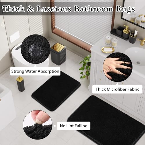 XLHOMO Bathroom Set - Black Bathroom Accessories Set, Bathroom Sets with Shower Curtain and Rugs, 24PC Shower Curtain Set with Hooks, Soap Dispenser, Soap Dish, Toilet Brush Holder and Trash Can - color: Gold and Black, size: Bathroom Set+Shower Curtain+B