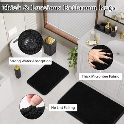 XLHOMO Bathroom Set - Black Bathroom Accessories Set, Bathroom Sets with Shower Curtain and Rugs, 24PC Shower Curtain Set with Hooks, Soap Dispenser, Soap Dish, Toilet Brush Holder and Trash Can - color: Gold and Black, size: Bathroom Set+Shower Curtain+B