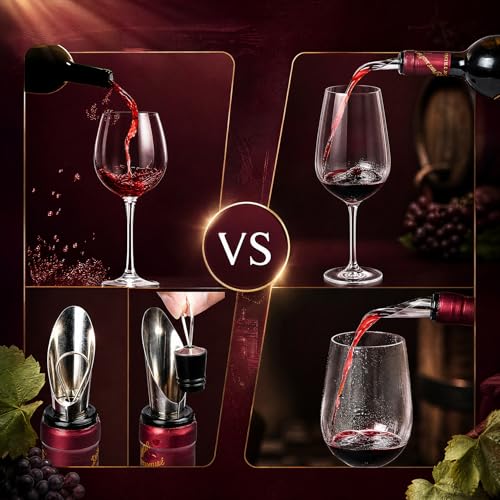 Wine Bottle Opener Set, 9-Pieces Stainless Steel Manual Corkscrew Kit with Classic Wooden Box, Wine Opener Set with Cutter, Spiral Stopper, Pourer for Home, Bar, Party, Birthday & Wedding Gift
