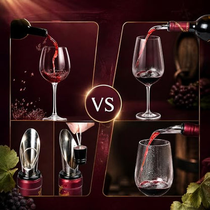Wine Bottle Opener Set, 9-Pieces Stainless Steel Manual Corkscrew Kit with Classic Wooden Box, Wine Opener Set with Cutter, Spiral Stopper, Pourer for Home, Bar, Party, Birthday & Wedding Gift