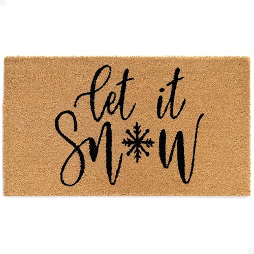 Christmas Door Mat - Welcome Mat for Front Door with Non-Slip Backing - Durable Doormat - Perfect for Outside Entrance Matt - Outdoor/Indoor - Let it Snow - 17" x 30" - color: Let It Snow
