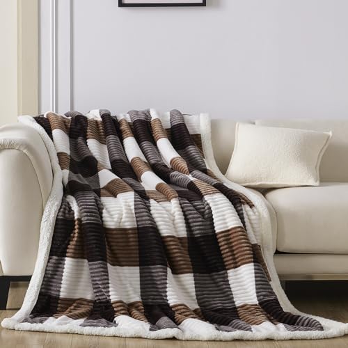 Gracelife Sherpa Fleece Throw Blanket for Couch, Fluffy Plush Warm Fuzzy Blanket for Women and Men, Cozy Thick Soft Twin Blanket for Bed, Dark Brown, 60x80 Inches - color: Dark Brown, size: 60" x 80"