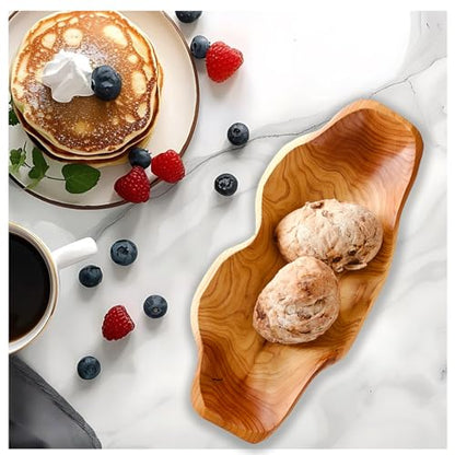 ZOY&TORA Handmade Decorative Wooden Dough Bowl 15.7 Inch | Handmade Wooden Bowls for Decor, Dough Bowls for Decorative Use, Farmhouse Style Natural Wood Finish, 15.7Inch long