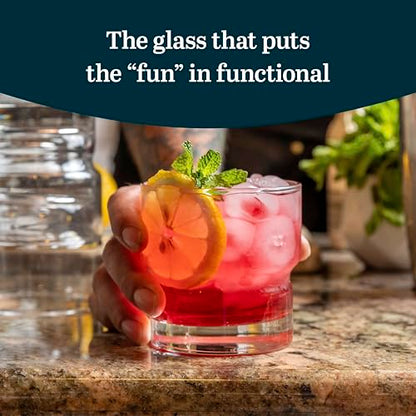 Libbey Newton Double Old Fashioned Glasses Set of 6, Sleek, Stackable Short Drinking Glasses, Lowball Cocktail Glasses for Anniversaries, Holidays - color: Rocks