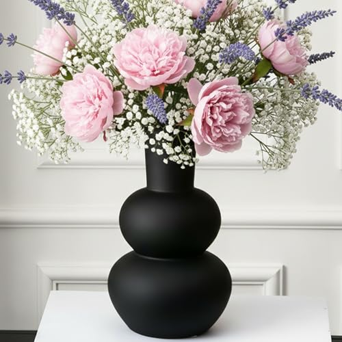 Black Ceramic Vase, Modern, Matte Clay - color: B-black Small Vase