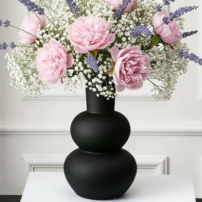 Black Ceramic Vase, Modern, Matte Clay - color: B-black Small Vase