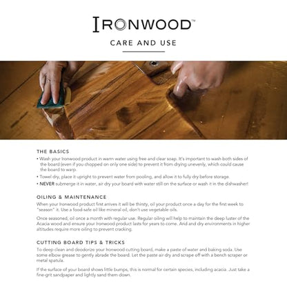 Ironwood Gourmet Large End Grain Prep Station Acacia Wood Cutting Board, 14 x 20-Inch, Brown - size: 20"L x 14"W
