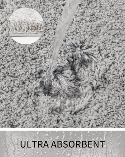 Toilet Rugs U-Shaped Mat 24x22, Contour Bathroom Mat - Ultra Soft & Absorbent Microfiber, Quick-Dry, Machine Washable with High Density Foam Latex Non Slip Backing, Grey - color: Grey, size: 24" X 22"(Toilet Rug)