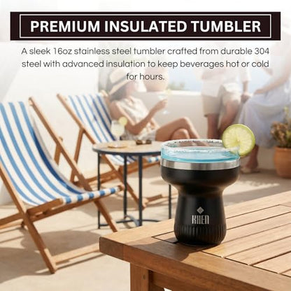 Double Wall Insulated Margarita Tumbler, Cocktail Cup - Carbon Color, 16 oz | Keeps Drinks Cold 12+ Hours, Shatterproof, Portable, Travel Friendly Perfect for Margaritas, Martinis, Cocktails & Mix Drinks - color: Carbon