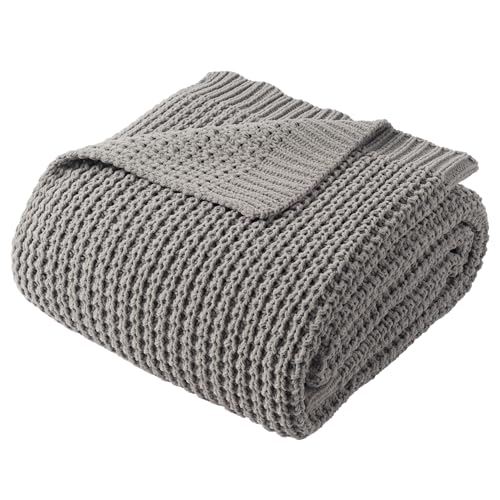 Grey Throw Blanket for Couch, Soft Knitted Chenille Throw Blanket 60"x80" | Chunky Waffle Knit Throw Blanket, Light Gray Throw Blanket for Bed Sofa Living Room, Modern Farmhouse Knitted Style - color: Grey, size: 60"x80"