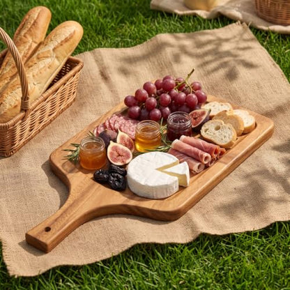 Thick Wooden Charcuterie & Cutting Board, House Warming Gifts New Home | Built-in juice groove | Smooth polished finish | Countertop friendly | Versatile prep & serving