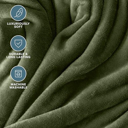 Bare Home Fleece Blanket Luxury Microplush (Full/Queen, Cypress) | Ultra-Soft Lightweight Blanket for Bed, Sofa, and Couch, Cozy & Warm Blanket - color: 11 - Cypress, size: Full/Queen