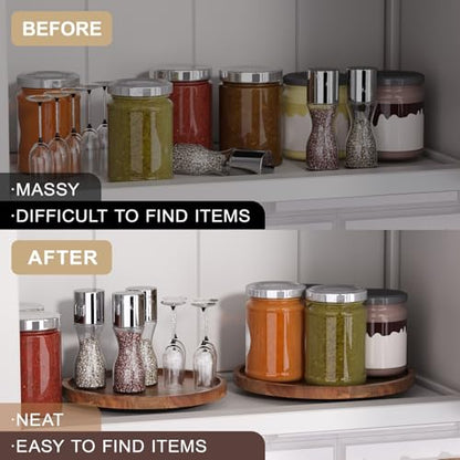 VERTORGAN Lazy Susan Bamboo Organizer for Kitchen,Cabinet(Small) | 360 Rotating Turntable,Spice Rack,Serving Tray,Pantry Vanity Organizer,Countertop Space-Saver - size: 8.6in