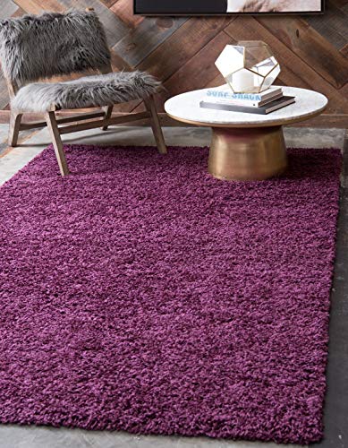 Unique Loom Solid Shag Collection Area Rug (2' x 3' 1" Rectangle, Eggplant Purple) - color: Eggplant Purple, size: 2' x 3'1" (Rectangular)