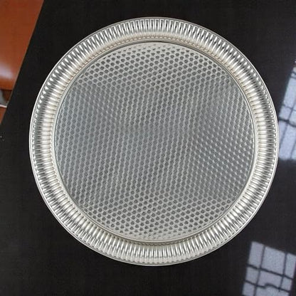Alisveristime Round Hammered Metal Serving Tray, 11.8 in (Silver) - color: Silver