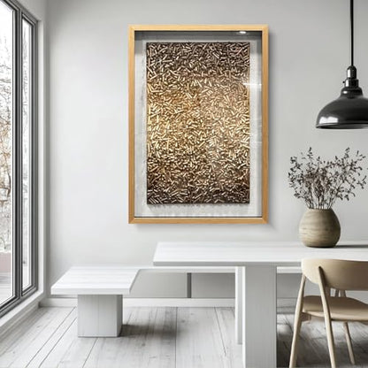 BrightA Creative Polymer Strip Wall Art, Natural Tones, 27.5"x39.4" | Collage and Superimposition, Adds Artistic Layers to Space - color: Light yellow + Dark brown + natural wood tone, size: 27.5"x39.4"