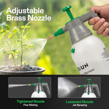 VIVOSUN 2L Pump Sprayer, 68oz Water Spray Bottle with Safety Valve | Handheld Garden Sprayer, Adjustable Nozzle, Extended Spray Rod & Additional Seals, Ideal for Watering, Fertilizing, Cleaning - size: 68 ounce