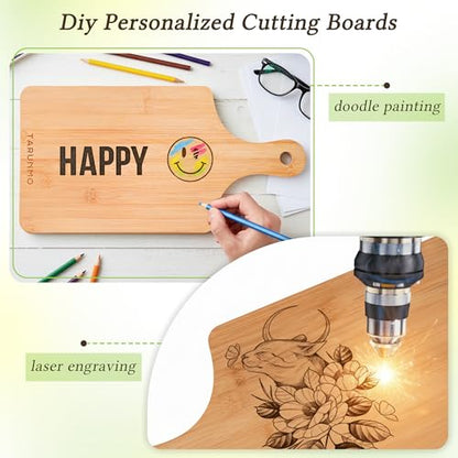Bamboo Cutting Board Set of 3 with Handle, Wooden Cutting Boards for Kitchen, Bamboo Chopping Board Set for Meat, Vegetables, Fruit and Bread