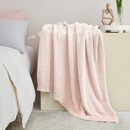 Super Soft Pink Throw Blanket 50x60 inches- Lightweight Plush Fuzzy Fluffy Warm Cozy Blankets and Throws for Sofa Bed All Season Use - color: Pink, size: Throw/Travel(50"x60")