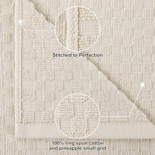 Homaxy 100% Cotton Terry Kitchen Towels(15" x 25", 8 Pack), Beige | Soft and Super Absorbent Dish Towels, 380 GSM Reusable Tea Towel with Hanging Loop, Pineapple Grid Designed - color: Beige, size: 15 x 25 - 8 Pack