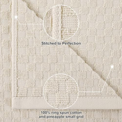 Homaxy 100% Cotton Terry Kitchen Towels(15" x 25", 8 Pack), Beige | Soft and Super Absorbent Dish Towels, 380 GSM Reusable Tea Towel with Hanging Loop, Pineapple Grid Designed - color: Beige, size: 15 x 25 - 8 Pack