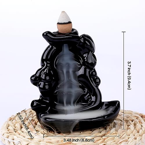 Waterfall Backflow Incense Burner Ceramic Incense Holder Incense Cone Holder Fountain Aromatherapy Home Decor Office Gifts(Calabash) - color: Gourd Backflow Incense Burner