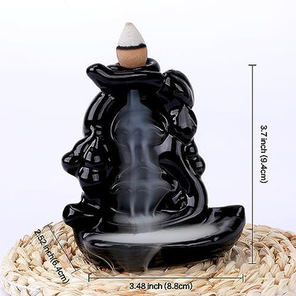 Waterfall Backflow Incense Burner Ceramic Incense Holder Incense Cone Holder Fountain Aromatherapy Home Decor Office Gifts(Calabash) - color: Gourd Backflow Incense Burner