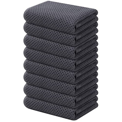 Kitinjoy 100% Cotton Waffle 8-Pack Kitchen Towels, 13" x 28", Dark Grey | Super Soft, Ultra-Absorbent, Fast Drying, lightweight, Quick Drying Kitchen Hand Towels - color: Dark Grey, size: 13 x 28 - 8 Pack