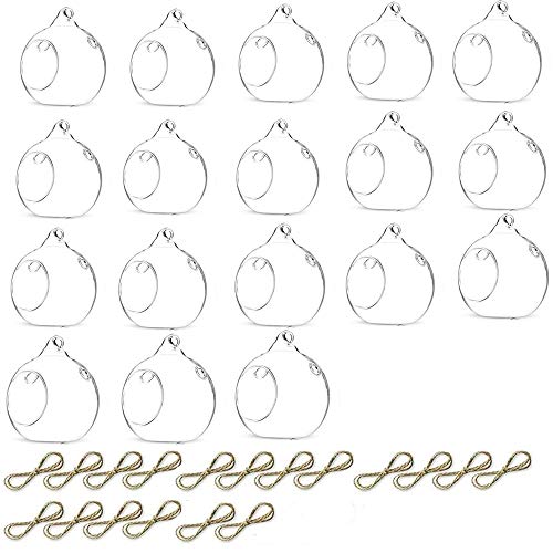 3.15 inches Hanging Tealight Holder Glass Globes Terrarium Wedding Candle Holder Candlestick (18 Pcs/Set) (18pcs)