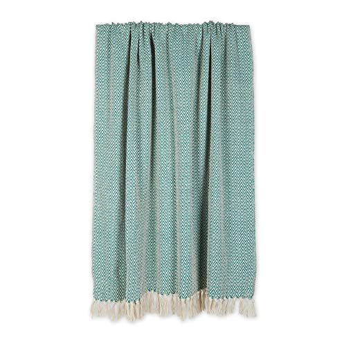 DII Chevron Throw Collection Handloomed Cotton, 50x60, Teal - color: Teal, size: 50x60"