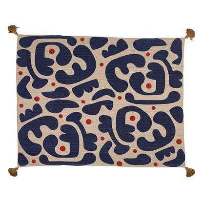 Bloomingville Woven Cotton Blend Throw with Abstract Design, Stripes and Tassels, Multicolor