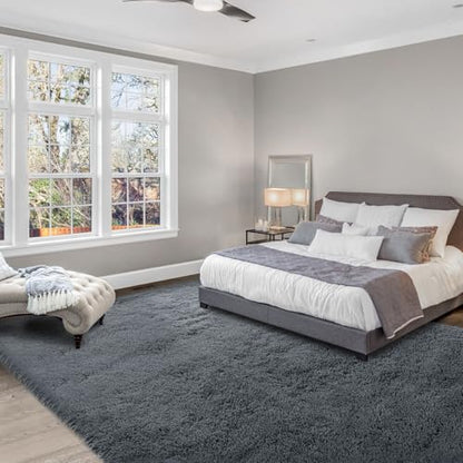 10x14 Area Rug Living Room - Fluffy Gray Soft Non-Slip Carpet | 10x14 Extra Large - 88% Love Its Softness. Elegant Gray Charm. Fluffy Comfort Non-Slip Backing Perfect 4-6 Movie Nights - color: Grey, size: 10' x 14' (Rectangular)