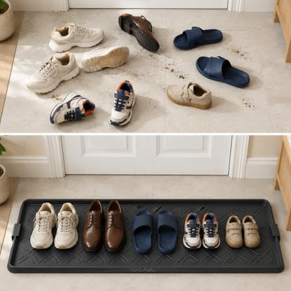Boot Tray for Entryway, Rubber Shoe Mat, Waterproof Shoe Tray - size: 47.5"x16"