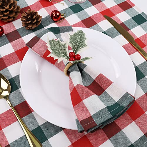 wonlex Farmhouse Napkin Ring Buckle Set of 12, Natural Rustic Serviette Buckles Holder for Table Decoration, Wedding, Thanksgiving Day,Christmas(Holly) - style: Holly