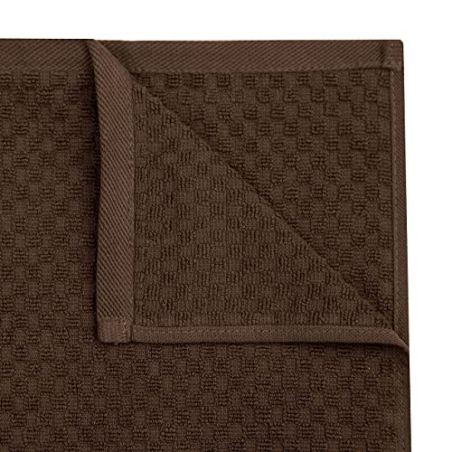 COTTON CRAFT Amazing Kitchen Towel - 12 Pack 100% Cotton Waffle Terry Towel | Chocolate - 16x28 Euro Café Waffle Weave Dish Towels - Soft Absorbent Quick Dry Low Lint Reusable Pantry Bar Cleaning Cloth - color: Chocolate, size: 12 Pack