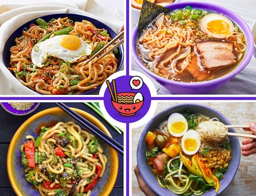 Unbreakable Ramen Bowl Set with Chopsticks and Spoon: 2 large Japanese Style Melamine Ramen Bowls (2 Bowl Set, Purple-Black) - color: Purple & Black, size: 2 Bowl Set