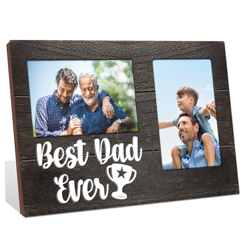 Gifts for Dad Christmas, Dad Gifts from Daughter Son 3D Photo Frame Hold 4x6 Inches Two Photos, Gift for Daddy Who Wants Nothing on Father's Day Birthday - color: dad