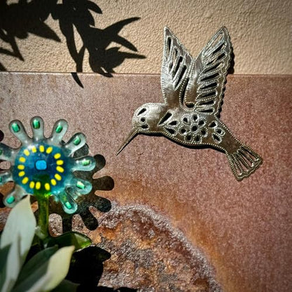 It's Cactus Handmade Metal Hummingbirds Set of 3 6 x 4.5 Inches Each Decorative Bird Cutouts Handcrafted Wall Hanging Décor Haitian Recycled Steel Art
