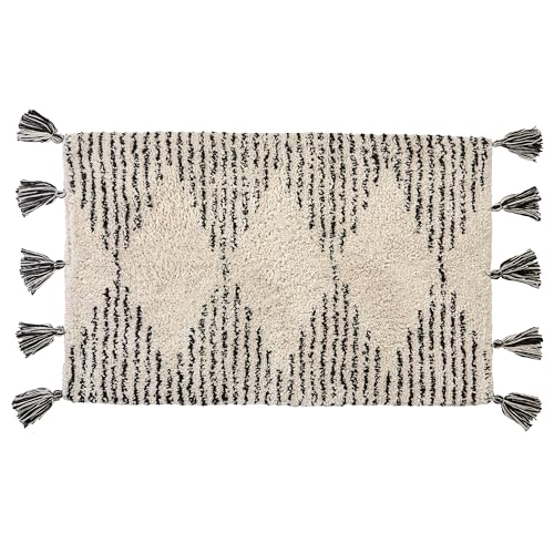 SKL Home Geo Diamond Bath Rug with Tassels, Anti-Slip, 20" x 30", Tan | 100% Cotton with Latex backing. Plush & absorbent. Modern boho design works in the bathroom, kitchen or any space. - color: Geo Diamond, Tan, style: Rug