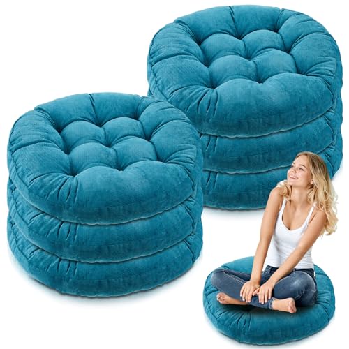 Jerify Aquamarine 6 Pcs Large Floor Pillow Cushion,Round 22 x 22 | Round Square Flexible Seating Floor Meditation Pillow for Classroom Adult Picnic Party Learning Daycare School Reading Corner - color: Aquamarine, size: Round 22 x 22