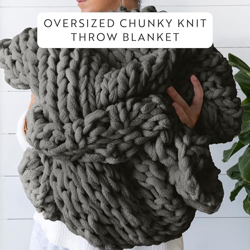 Merit Linens Chunky Knit Throw Blanket - One Size Gray - color: Chunky Hand-knit Gray