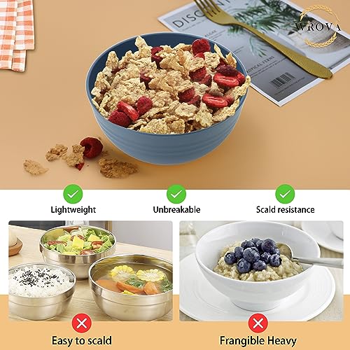 Wheat Straw Bowl Sets,8 PCS Unbreakable Cereal Bowls 26 OZ,Microwave and Dishwasher Safe Bowls,Kitchen Bowl suitable for cereal,salad,snack and soup (Navy Blue) - color: Navy Blue, size: 26 oz