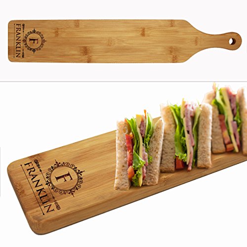 The Wedding Party Store Custom Engraved Cheese and Crackers Serving Board - Personalized Bamboo Wood Appetizer, Meat, Bread Platter