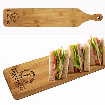The Wedding Party Store Custom Engraved Cheese and Crackers Serving Board - Personalized Bamboo Wood Appetizer, Meat, Bread Platter