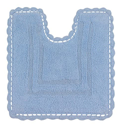 Home Weavers Casual Elegance Reversible Bathmat 100% Cotton Bathroom Rugs Set, Washable Rug, Thick Extra Soft and Absorbent Bath Rug, Kitchen Mat, Bath Mat Set, Non Slip Mat, 20"x20" Contour, Blue - color: Blue, size: 1'8" x 1'8" (Contour)