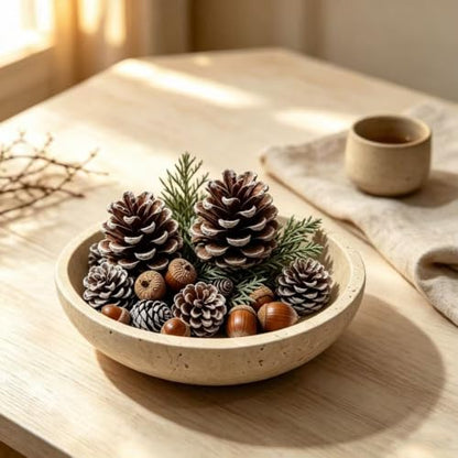 WILD WORKS Natural Travertine Bowl, 6"Stone Decorative Bowls, Catchall Tray