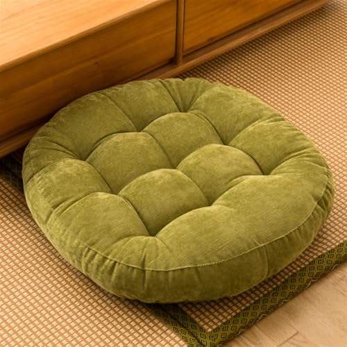 SK Studio Meditation Floor Pillow Large Round Seat Cushion for Adults | 22x22 Inch Tufted Corduroy Floor Cushion for Classroom Living Room Yoga, Green - color: Green, size: 22"W x 22"L (Pack of 1)