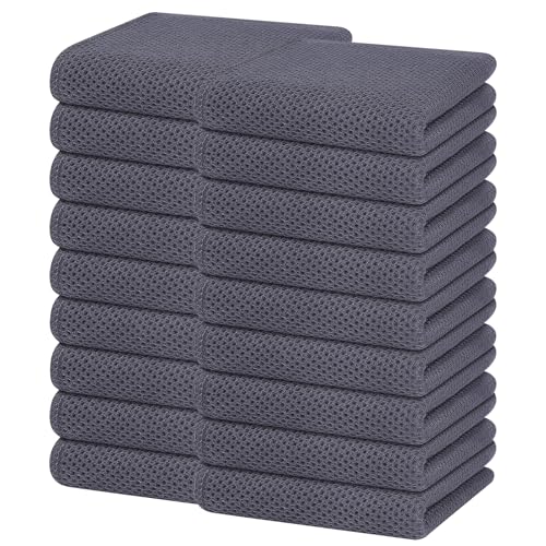 Homaxy 100% Cotton Waffle Weave Kitchen Dish Towels 18-Pack, Dark Grey | 13 x 28 Inches, Ultra Soft Absorbent Dish Towels, Quick Drying Cleaning Towels - color: Dark Grey, size: 13 X 28 - 18 Pack