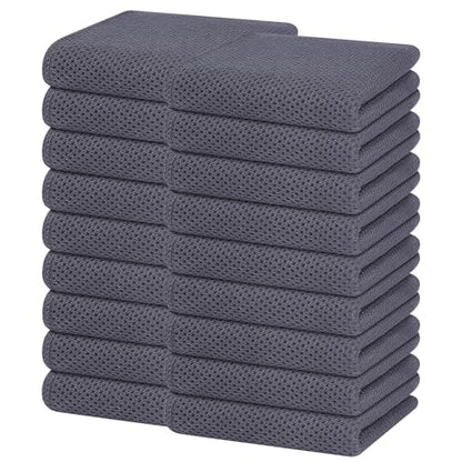 Homaxy 100% Cotton Waffle Weave Kitchen Dish Towels 18-Pack, Dark Grey | 13 x 28 Inches, Ultra Soft Absorbent Dish Towels, Quick Drying Cleaning Towels - color: Dark Grey, size: 13 X 28 - 18 Pack