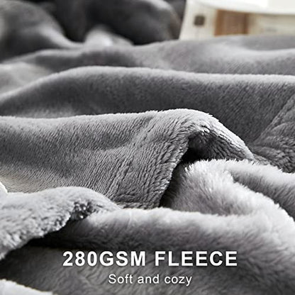 Hansleep King Grey Fleece Blanket, Soft Flannel Bed Blanket | Fuzzy Cozy Blanket 90x108 Inches, Multi-use for Bed, Sofa, Couch, Travel, Camping, All Season Warm Lightweight Cover - color: Grey, size: King (90x108 Inches)
